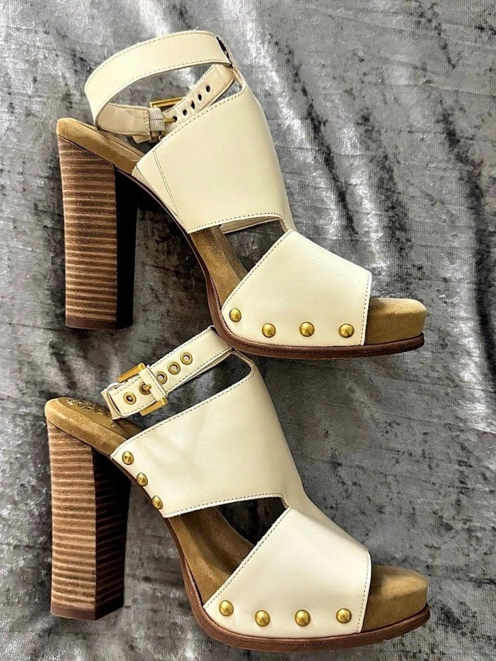 Vince Camuto Studded Platform Heels in Cream